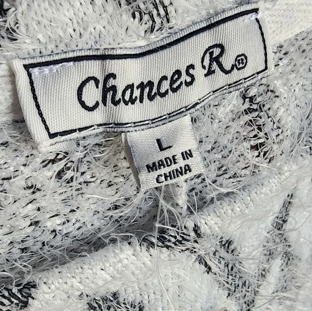 CHANCHES R Women's 3/4 Sleeve, Boat Neck, Black White Geometric Top Size L NWT - Picture 3 of 4